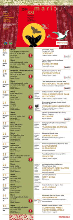 Prospetto della XXI edizione - MARIBUR &ndash; Rassegna del Teatro di