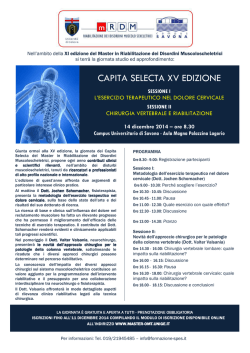 CAPITA SELECTA XV EDIZIONE - Campus Universitario di Savona