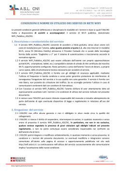 condizioni e norme di utilizzo dei servizi di rete wifi