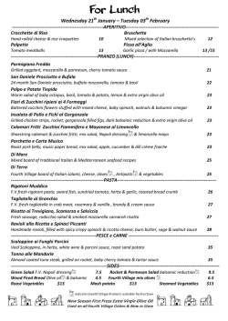 Lunch Menu - Fourth Village Providore