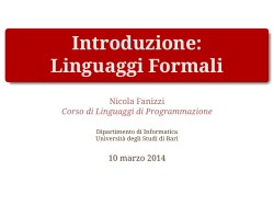 Introduzione: Linguaggi Formali - LACAM