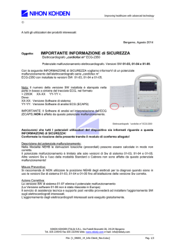 IMPORTANTE INFORMAZIONE di SICUREZZA