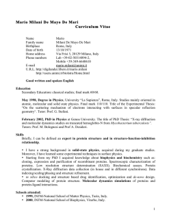 Mario Milani De Mayo De Mari Curriculum Vitae