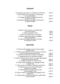 Antipasti Zuppe Specialit&agrave;