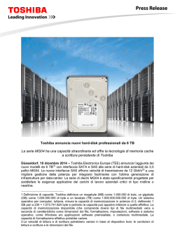 Toshiba annuncia nuovi hard-disk professionali da 6 TB La serie