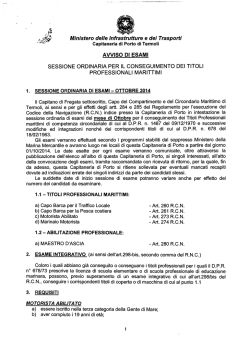 sessione ordinaria di esami titoli professionali