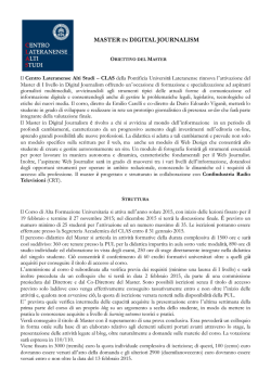 Bando completo del Master &ndash; III^ Edizione