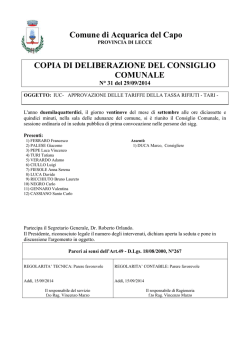 DEL. C.C. n. 31 tariffe tari - Comune di Acquarica del Capo