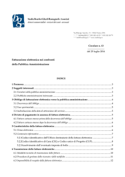 Fatturazione elettronica nei confronti della Pubblica Amministrazione