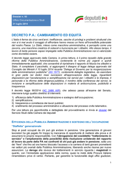 DECRETO P.A.: CAMBIAMENTO ED EQUIT&Agrave;