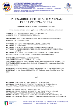 Calendario Regionale settore Arti Marziali 2014-2015