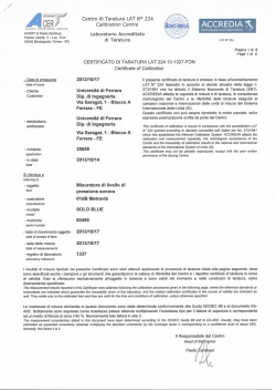 Certificato taratura fonometro