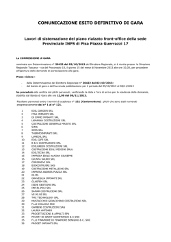 COMUNICAZIONE ESITO DEFINITIVO DI GARA