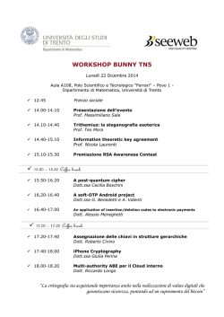Workshop Bunny TN5 - Università degli Studi di Trento