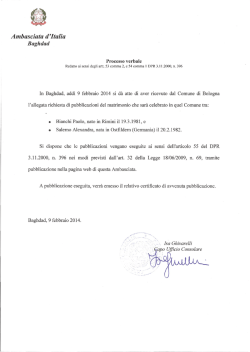 Pubblicazioni di matrimonio tra Bianchi Paolo e Salerno Alexandra