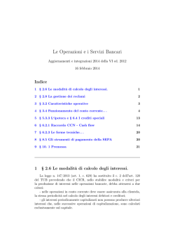 Le Operazioni e i Servizi Bancari