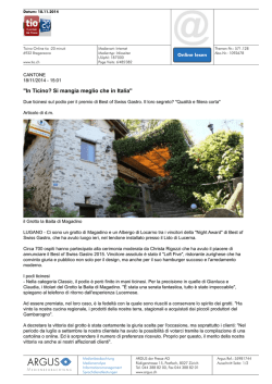 "In Ticino? Si mangia meglio che in Italia"