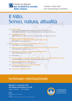 Il Mito. Senso, natura, attualit&agrave; - Universit&agrave; Cattolica del Sacro Cuore
