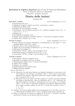 Diario delle lezioni - Dipartimento di Matematica