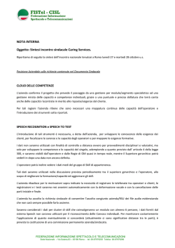 NOTA INTERNA Oggetto: Sintesi incontro sindacale Caring Services.