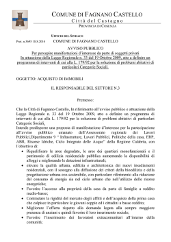 Avviso Acquisto di Immobili - Comune di Fagnano Castello