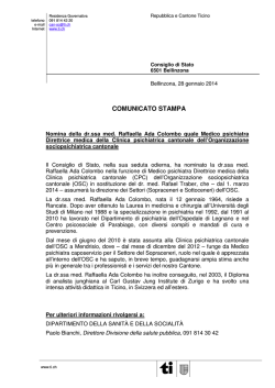 Nomina della dr.ssa med. Raffaella Ada Colombo quale Medico