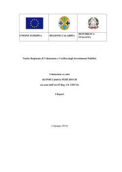 I&deg; Report Valutazione ex ante del POR Calabria FESR 2014-20