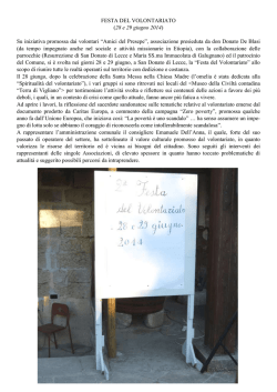 FESTA DEL VOLONTARIATO (28 e 29 giugno 2014)