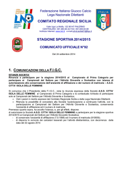 C.U: n. 92 del 24 settembre 2014