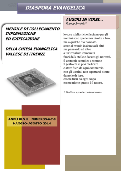 Maggio - Agosto 2014 - Chiesa Evangelica Valdese