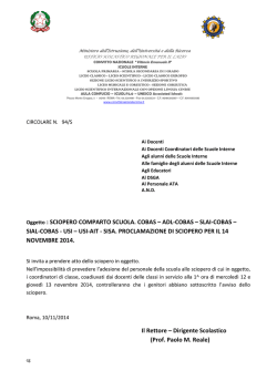 Oggetto : SCIOPERO COMPARTO SCUOLA. COBAS &ndash; ADL