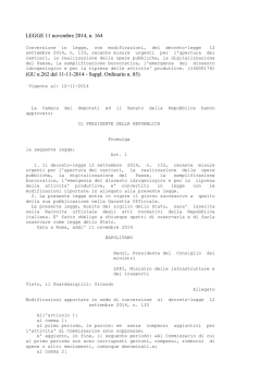 LEGGE 11 novembre 2014, n. 164 (GU n.262 del 11-11-2014