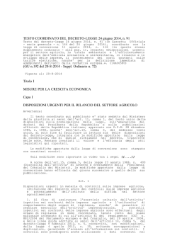 L. n. 116/2014 di conversione del DL n. 91/2014