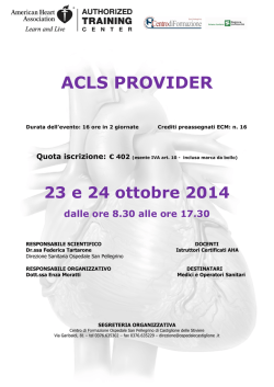 programma corso ACLS ottobre