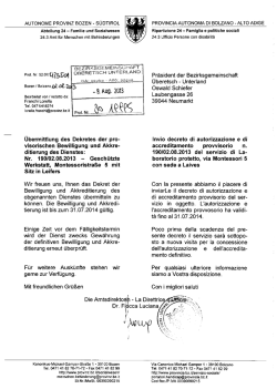 Autorizzazione e accredimento provvisorio Laboratorio protetto a