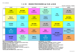 1 A CH ORARIO PROVVISORIO dal 15.09 al 20.09