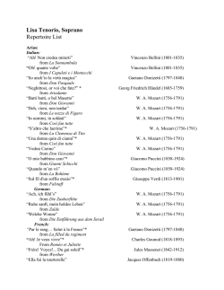 Lisa Tenorio, Soprano Repertoire List
