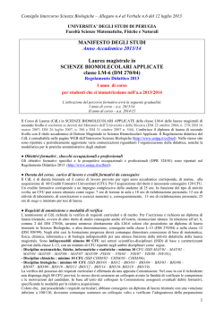 MANIFESTO DEGLI STUDI Anno Accademico 2013/14 Laurea
