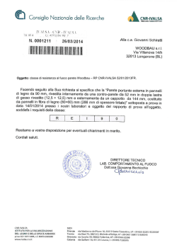 Oggetto: classe di resistenza al fuoco parete Woodbau &ndash; RP CNR