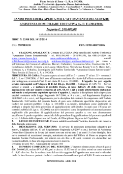 Importo &euro;. 240.000,00 - Ambito Sociale Lucera