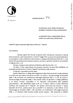 Alleghiamo la nota della FNOMCeO.