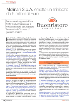Molinari S.p.A. emette un minibond da 5 milioni di euro
