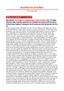 RASSEGNA STAMPA 17 LUGLIO 2014