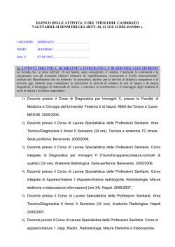 Elenco Attivit&agrave; e Titoli - Universit&agrave; degli Studi di Napoli Federico II