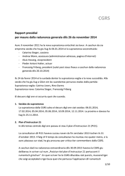 Rapport presidial per mauns dalla radunonza generala dils