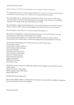 MASSIMO BERNASCONI. Nato a Varese il 14.03.67 ,ho frequentato