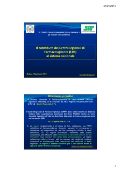 Il contributo dei Centri Regionali di Farmacovigilanza (CRF