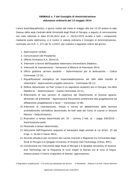 Ordine del giorno della seduta - Universit&agrave; degli Studi di Perugia