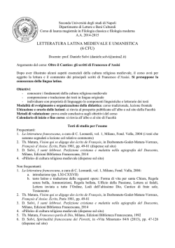 Programma del corso - Dipartimento di Lettere e Beni Culturali
