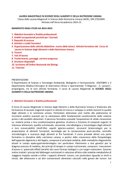 LAUREA MAGISTRALE IN SCIENZE DEGLI ALIMENTI E